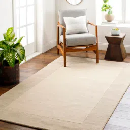 Cream Solid Wool 8 ft x 10 ft Hand Woven Carpet by Surya Living-picture-20