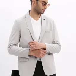 Men Solid Single Breasted Casual Blazer-image-19