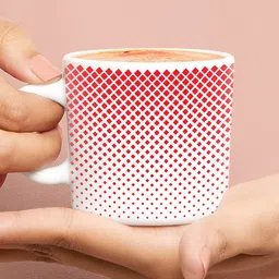 Larah by BOROSIL White & Red 12 Pcs Geometric Printed Opalware Glossy Mugs - 180 ML Each image 3