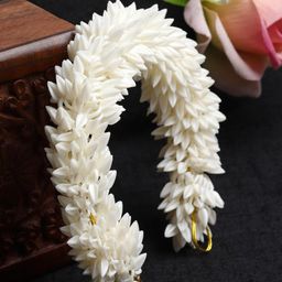 Sanjog Women White Beaded Juda Gajra Bun Hair Accessory-11
