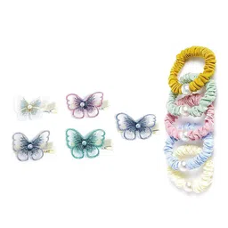 LYTIX Girls Set Of 10 Assorted Fur Hair Accessory Set-2