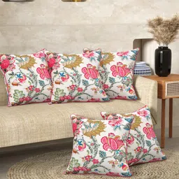 EasyGoods Anokhi Red Set Of 2 Floral Printed Cotton Square Cushion Covers-19