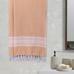 Arrabi Set of 2 Beige & White Striped Cotton Bath Towel-17