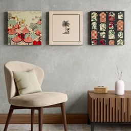 India Circus by Krsnaa Mehta Beige & Grey 3 Pieces Framed Wall Art-image-28