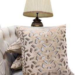 Good Vibes Brown & White Geometric Jacquard Square Cushion Covers-image-81