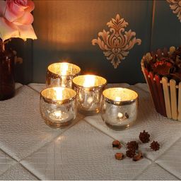Amaya Decors Set Of 4 Silver-Toned Glass Tealight Holder-image-53