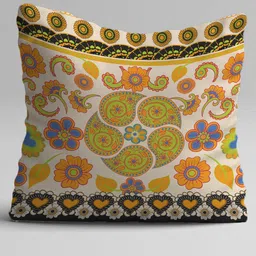 STITCHNEST Adults Multicolored Set of 5 Rangoli Design Square Cushion Covers image 2