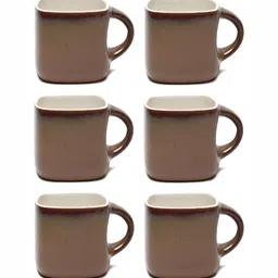 Arrabi Brown & White Printed Ceramic Glossy Cups Set of Cups and Mugs image 4