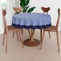 Kuber Industries Blue & White Geometric 1.52 m x 1.52 m Cotton Table Cover-25