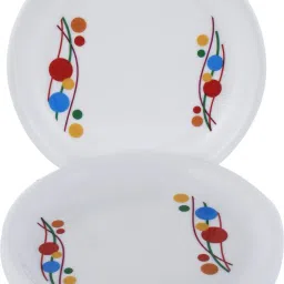 Printed Small Round 6 Pieces Unbreakable Virgin Plastic Microwave Safe Dinner/Serving Plates (White) Dinner Plate-image-2