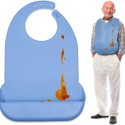 Waterproof Silicone Adult Bibs with Adjustable Leakproof Pocket for Elderly-22