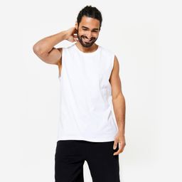 Men's Stretchy Fitness Tank Top 500 - Ultra White-image-11