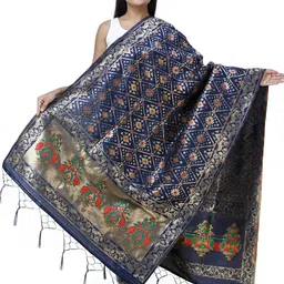 Exotic India Ethnic Motifs Woven Design Art Silk Brocade Dupatta-picture-12