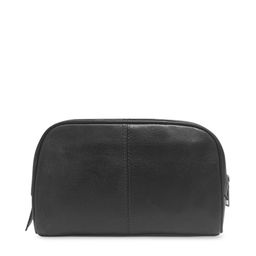 Kara Black Solid Leather Toiletry Kit image 4