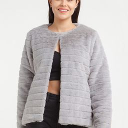 Zink London Women Grey Striped Bomber Jacket-picture-48