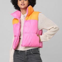 ONLY Women Pink & Orange Colour Blocked Crop Padded Jacket-image-59