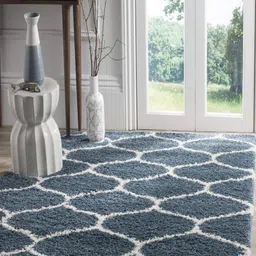 IMRA CARPET Blue Abstract Handmade Polypropylene Carpet-picture-1