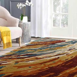 saraswatii global Maroon & Brown Abstract Woolen Carpet-picture-54