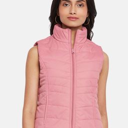 People Women Pink Puffer Sleeveless Jacket-image-32