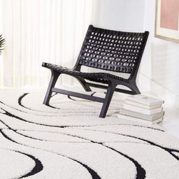 IMRA CARPET White & Black Abstract Rectangular Shaggy Carpet-picture-46