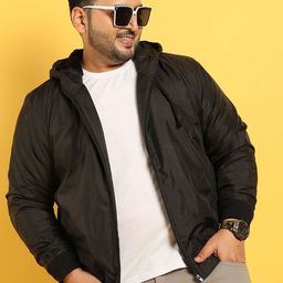 Instafab Plus Plus Size Windcheater Hooded Bomber Jacket-image-94