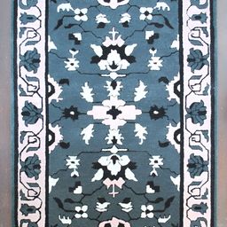 Art Avenue White & Bue Ethnic Motifs Anti-Skid Woollen Carpet-picture-28