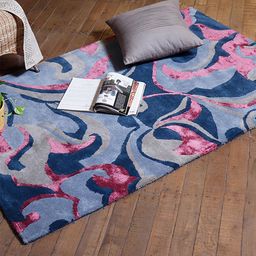 ZEBA Pink & Blue Ethnic Motifs Hand-Tufted Rectangular Carpet-picture-46