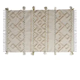 Art Avenue Beige Geometric Embroidered Cotton Rectangular Carpet-40