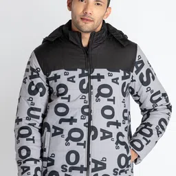 Status Quo Typography Printed Hooded Padded Jacket-image-97