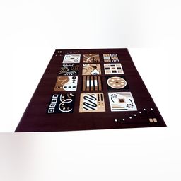 Safiya Carpet Brown & Black Abstract Water Resistant Carpets-17