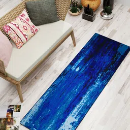 BIANCA Blue Abstract Printed Anti-Skid Carpet-19