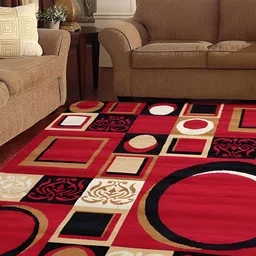 Safiya Carpet Red Geometric Water Resistant Carpets-image-85