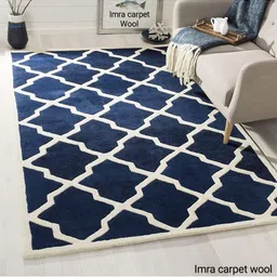 IMRA CARPET Blue Geometric Woollen Carpet-image-49