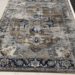 Safiya Carpet Navy Blue Abstract Water Resistant Carpets-22