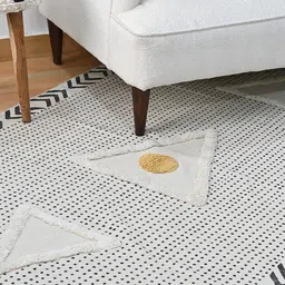 Art Avenue White & Black Geometric Cotton Rectangular Carpet-7