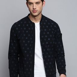 SHOWOFF Printed Mandarin Collar Water Resistant Bomber Jacket-image-54