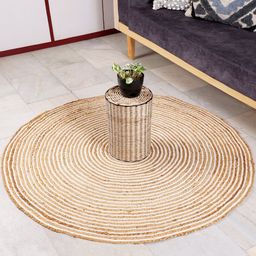 Decazone Beige Geometric Cotton Carpet-17