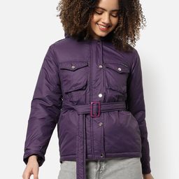 Campus Sutra Women Purple Windcheater Outdoor Bomber Jacket-picture-55