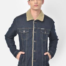 Woodland Men Blue Denim Jacket with Patchwork-image-62