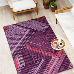 BIANCA Purple & Red Geometric Anti-Skid Rubber Back Carpet-52