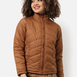 Campus Sutra Women Brown Regular Fit Puffer Jacket-image-1