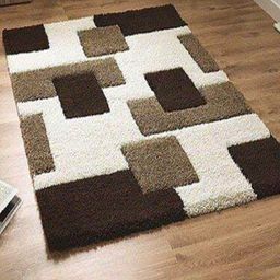 AaHo Decor cream & Brown Geometric Shaggy Carpet-image-66