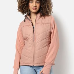 Campus Sutra Women Pink Solid Windcheater Outdoor Padded Jacket-image-34