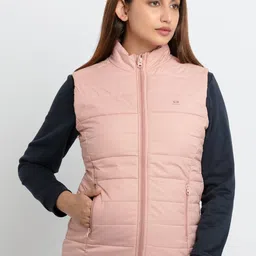 Status Quo Women Pink Padded Sleeveless Jacket-image-62