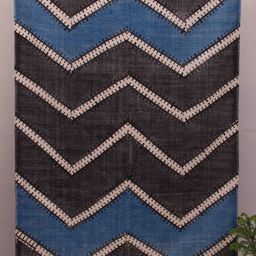 Art Avenue Black & Blue Geometric Printed Cotton Carpet-6