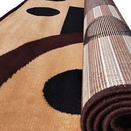 Safiya Carpet Beige & Brown Geometric Water Resistant Carpets-picture-16