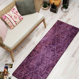 BIANCA Purple Self-Design Soft-Fluffy Area Non-Slip Rubber Backing Carpet-48