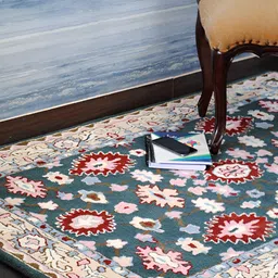 Art Avenue Blue & Red Ethnic Motifs Anti-Skid Woollen Carpet-image-69