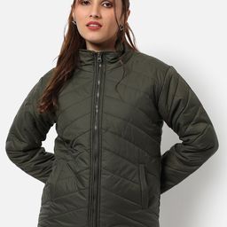 Campus Sutra Women Olive Green Windcheater Outdoor Padded Jacket-55
