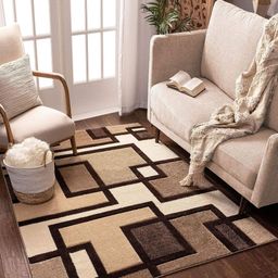 IMRA CARPET Beige Geometric Handmade Woollen Carpet-image-39